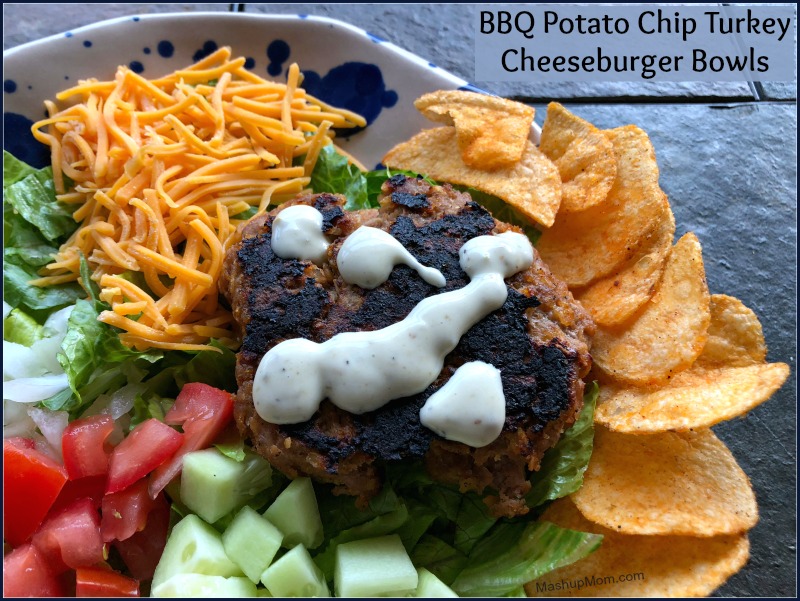 bbq potato chip turkey cheeseburger bowls