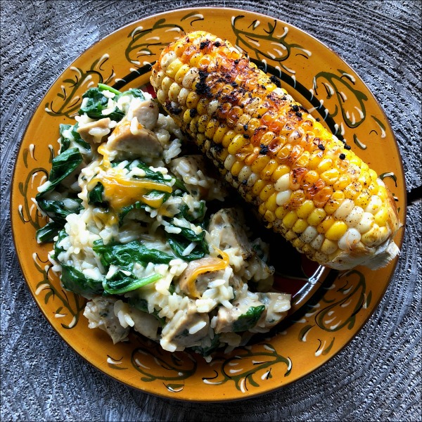 plate of corn and rice