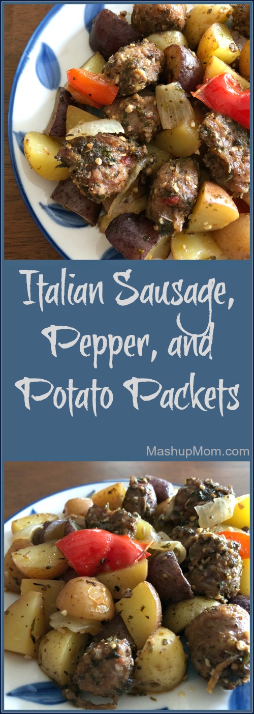 italian sausage, pepper, and potato packets recipe