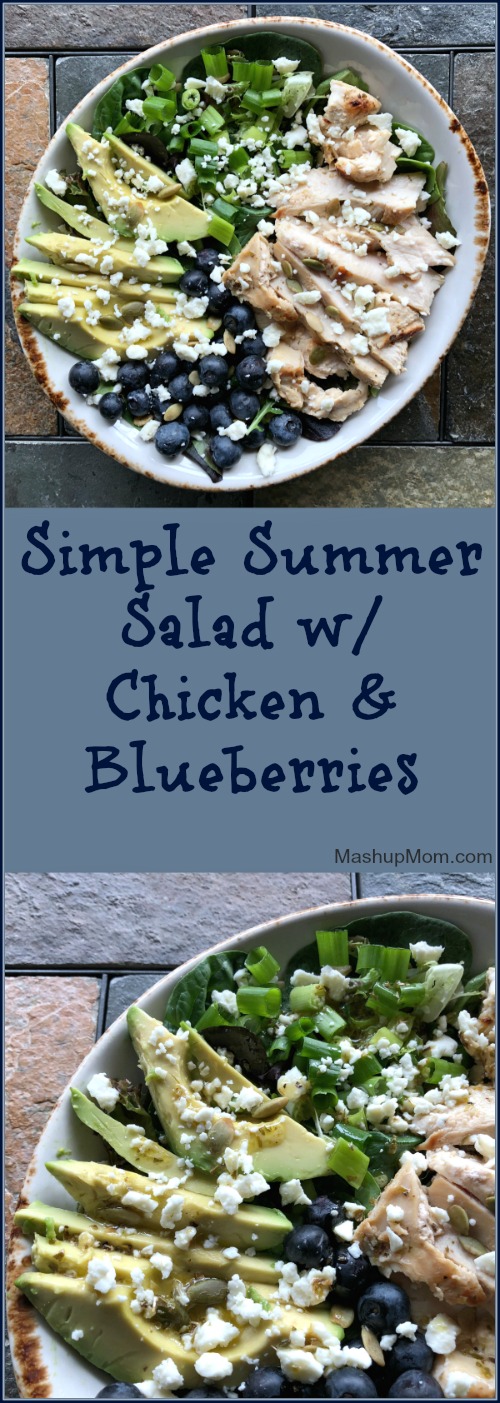 simple summer salad with chicken and blueberries