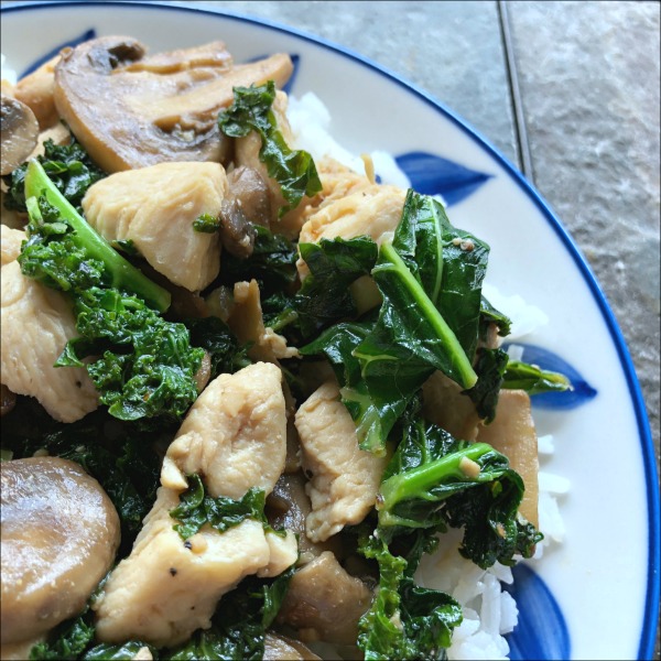 plate of chicken kale stir fry