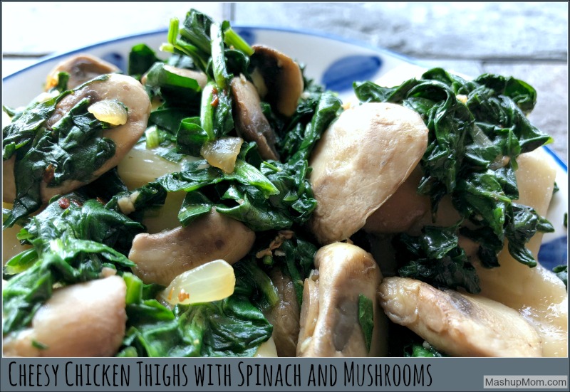 cheesy chicken thighs with spinach and mushrooms