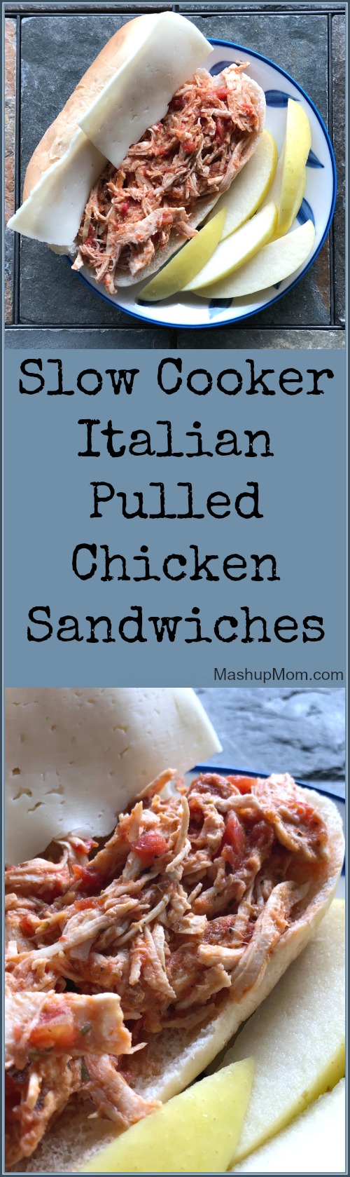 slow cooker pulled Italian chicken sandwiches