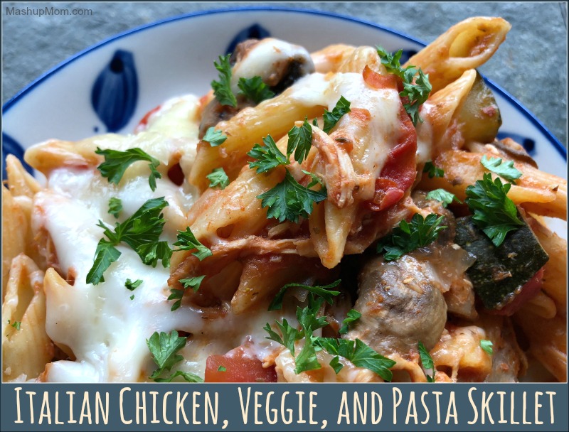italian chicken, veggie, and pasta skillet