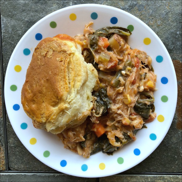 pot pie topped with biscuits