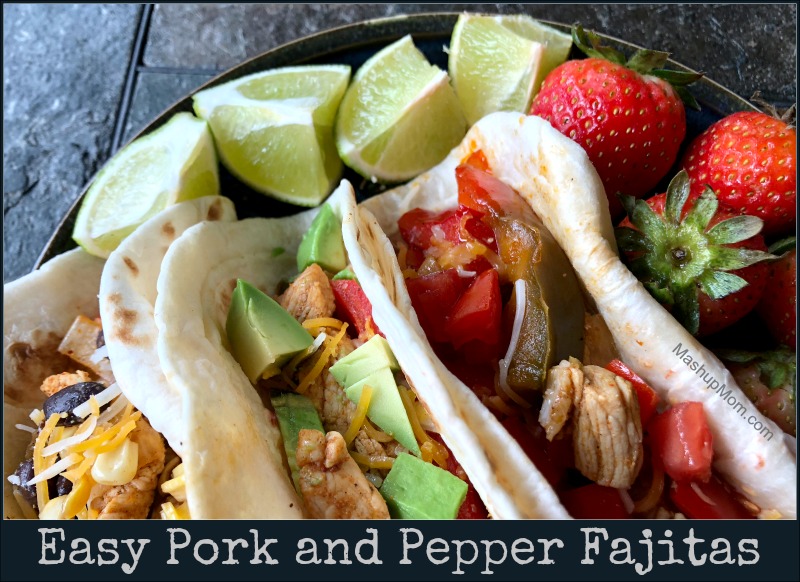 Easy pork fajitas with bell pepper and onion