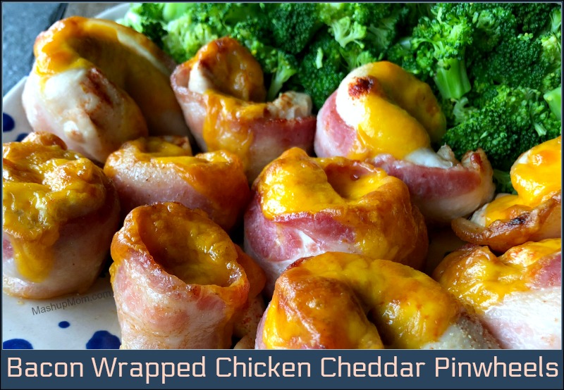 bacon wrapped chicken cheddar pinwheels