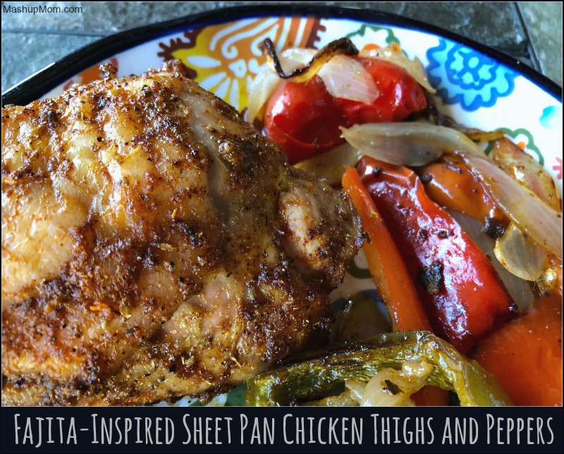 fajita-inspired sheet pan chicken thighs and peppers