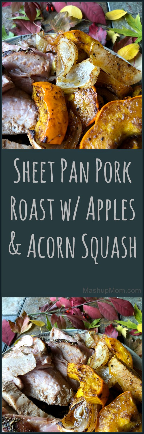 sheet pan pork, squash, and apples