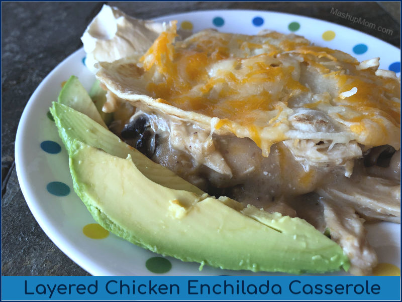 layered chicken enchilada casserole