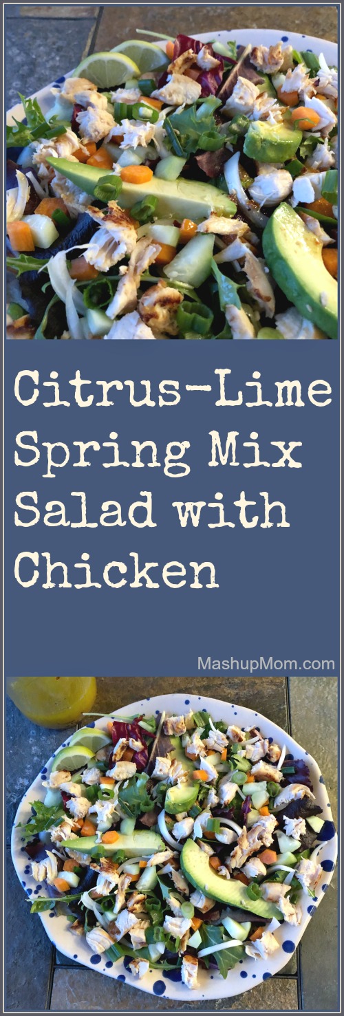 citrus-lime spring mix dinner salad with chicken
