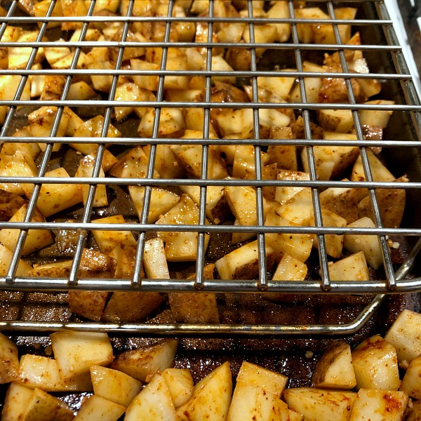 potatoes on baking sheet