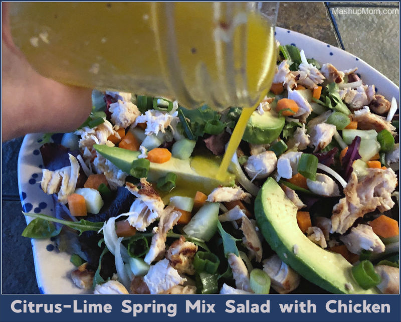 citrus-lime spring mix salad with chicken