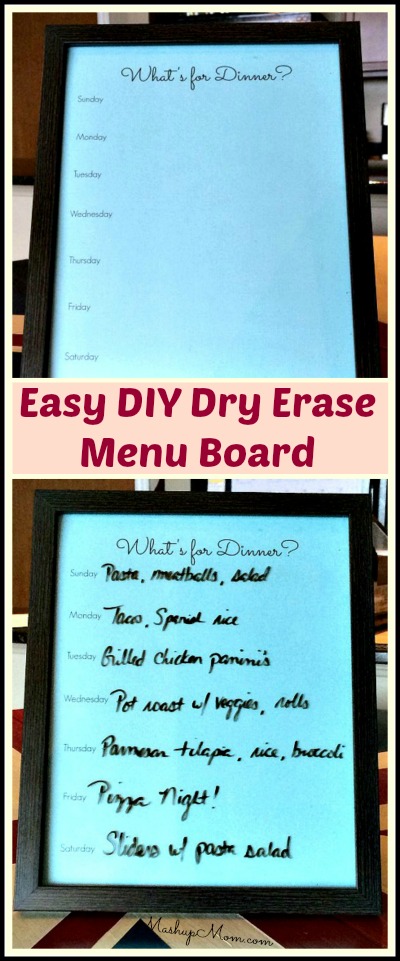 diy dry erase menu board