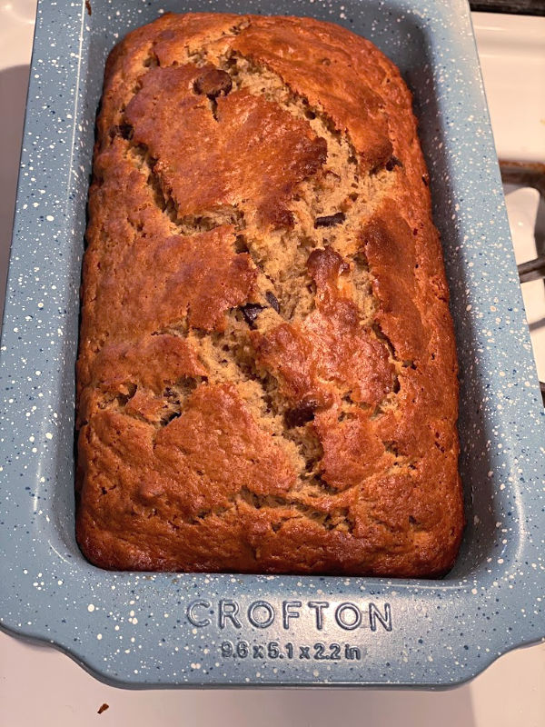 kid-friendly banana bread with chocolate chips and nuts