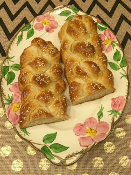 cut loaf of challah