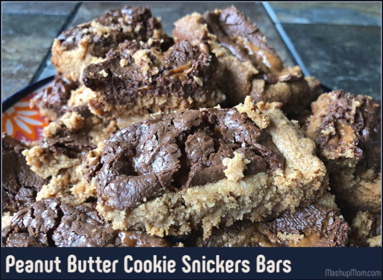 Four Ingredient Peanut Butter Cookie Snickers Bars