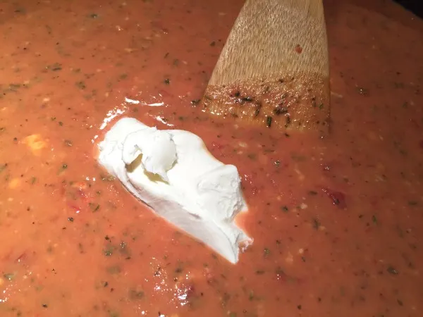 stir cream cheese into soup