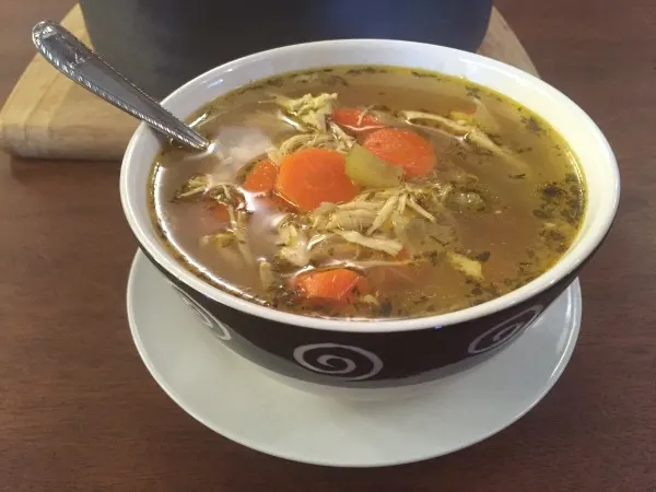 bowl of homemade chicken soup