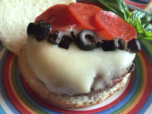 Pokemon inspired Pokeball pizza burgers