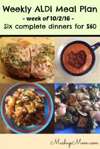 Easy weekly ALDI meal plan, week of 10/2/16 - 10/8/16