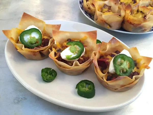 plate of chili cheese cups