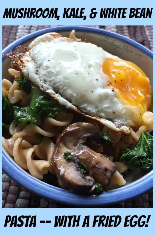 mushroom kale and white bean pasta