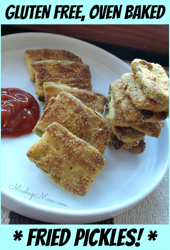 gluten free fried pickles — oven baked and dairy free!