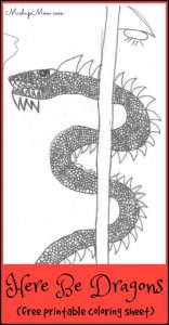 Here Be Dragons -- Free Printable Coloring Sheet From Mr. 10