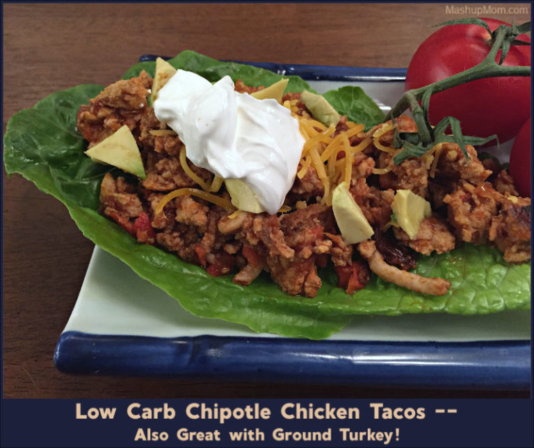 Low Carb Chipotle Chicken Tacos (or use ground turkey!)