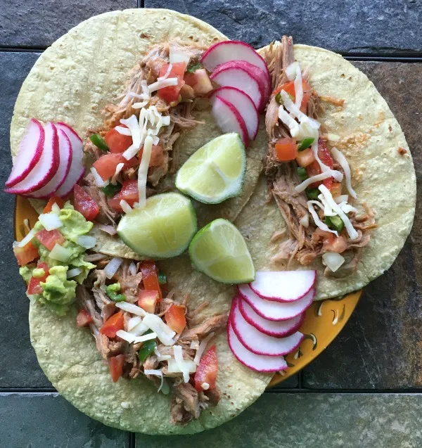 salsa pork tacos on a plate