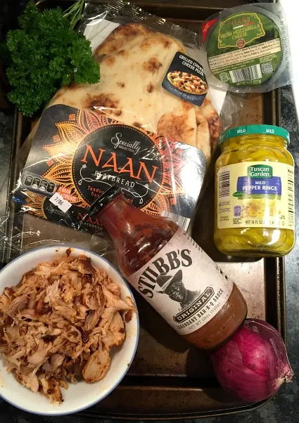 BBQ chicken naan pizza ingredients