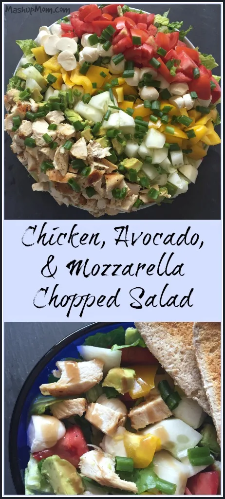 Chicken, avocado, and mozzarella chopped salad