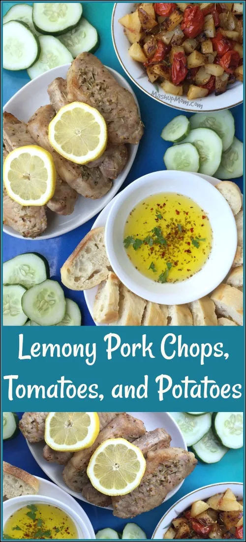 Lemony Pork Chops, Tomatoes, & Potatoes dinner