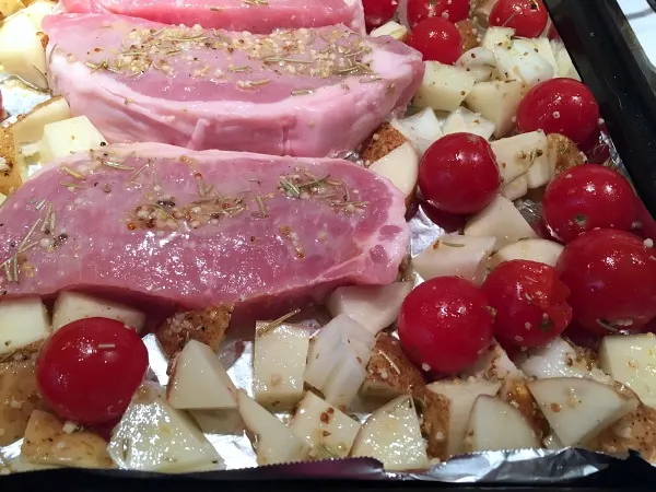 pork chops on sheet pan