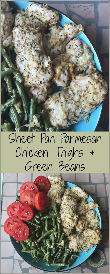 sheet pan parmesan chicken thighs & green beans