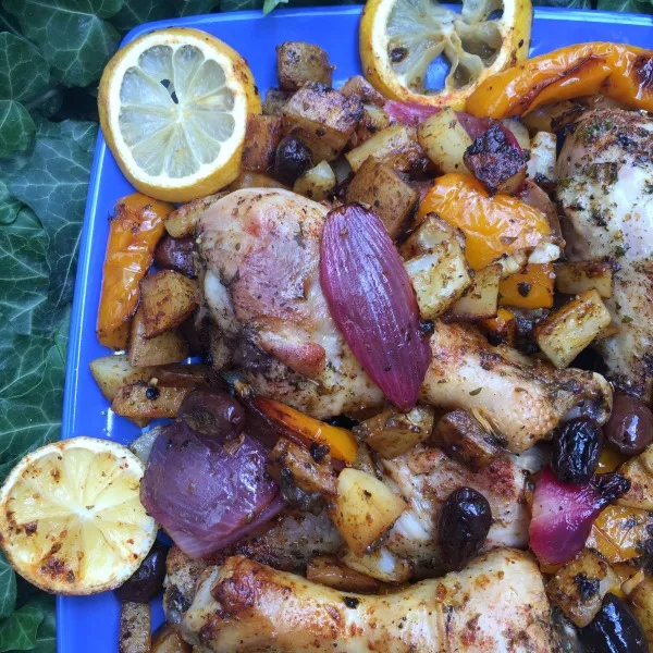 This Greek Chicken Drumsticks Sheet Pan Dinner is an easy all-in-one sheet pan recipe. Garlicky lemony good, and naturally gluten free!