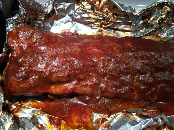 BBQ sauce on ribs