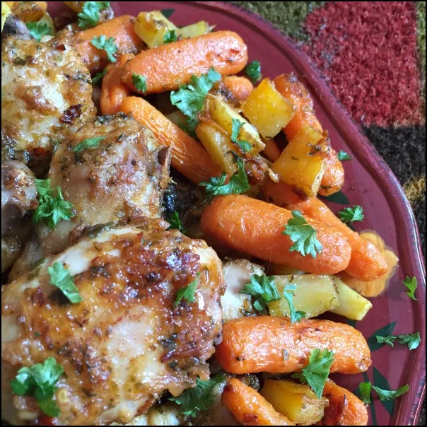 Sheet Pan Parmesan Chicken Drumsticks with Carrots & Potatoes