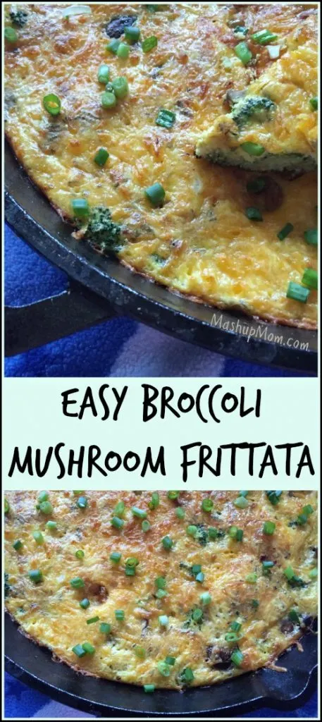 Broccoli mushroom frittata is easy, low carb, and gluten free!