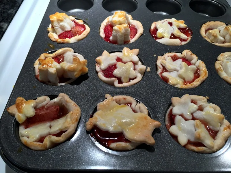 Mini Strawberry Tarts in the pan