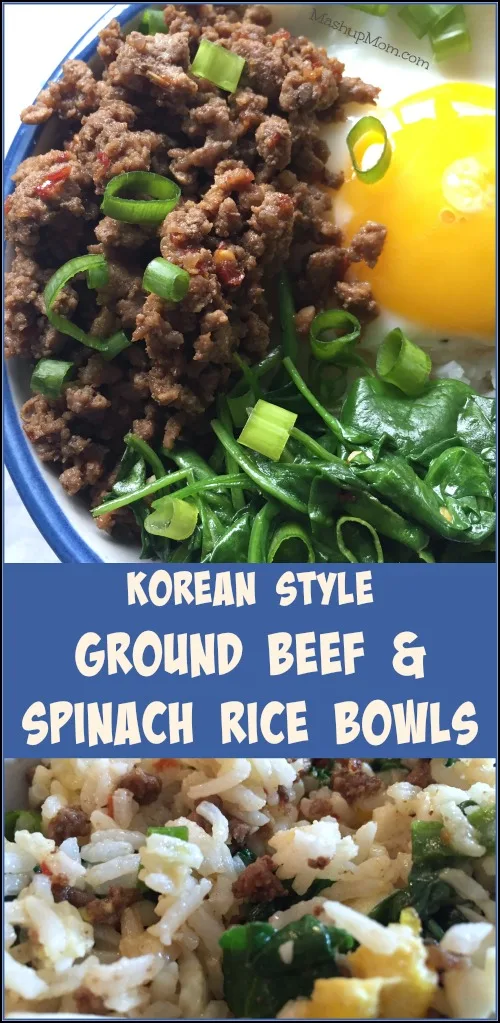 30 minute ground beef & spinach rice bowls