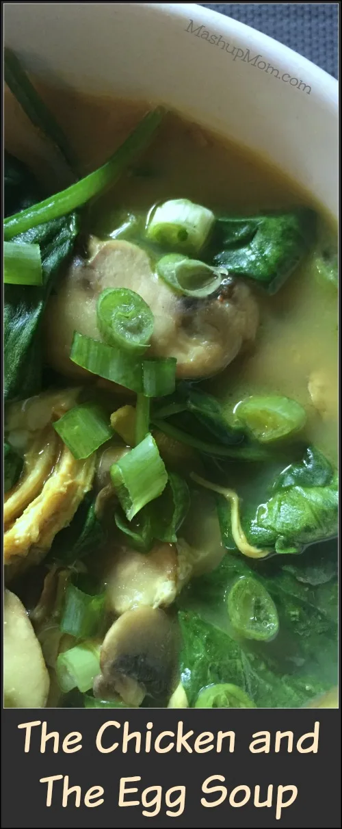 Egg drop soup with chicken and spinach