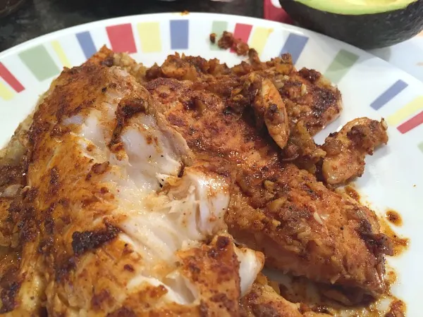 cooked spice rubbed fish