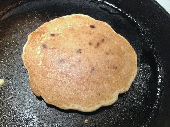 browned rice flour pancake in a pan