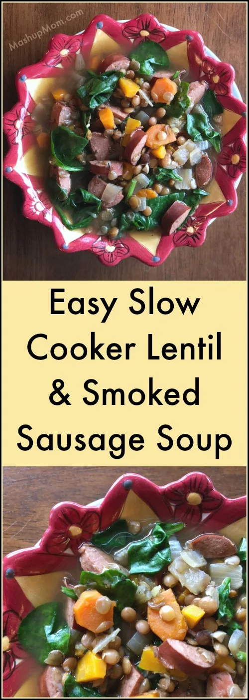 bowls of lentil sausage soup