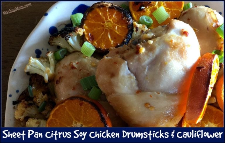 Sheet Pan Citrus Soy Chicken Drumsticks & Cauliflower