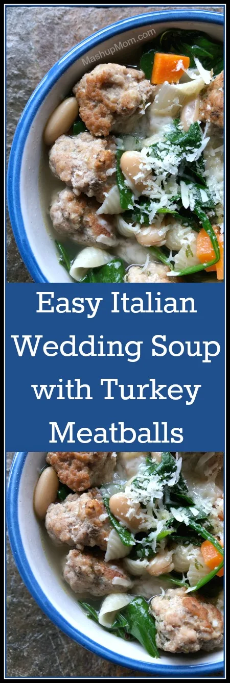 homemade Italian wedding soup with turkey meatballs
