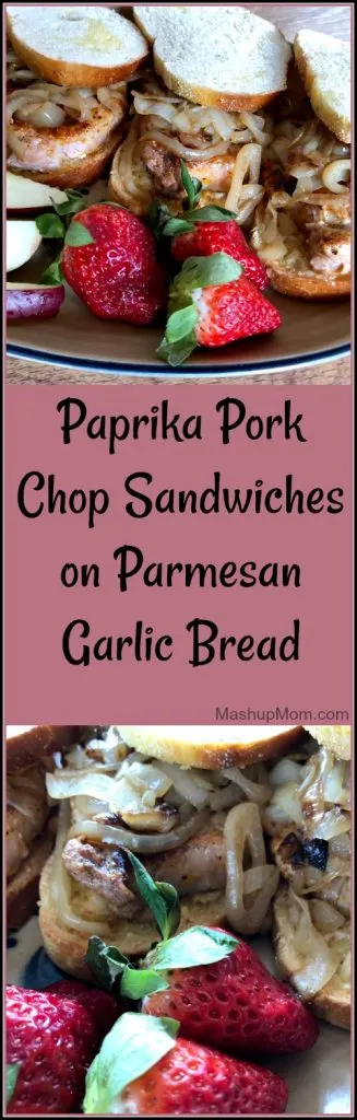 paprika pork chop sandwiches on parmesan garlic bread
