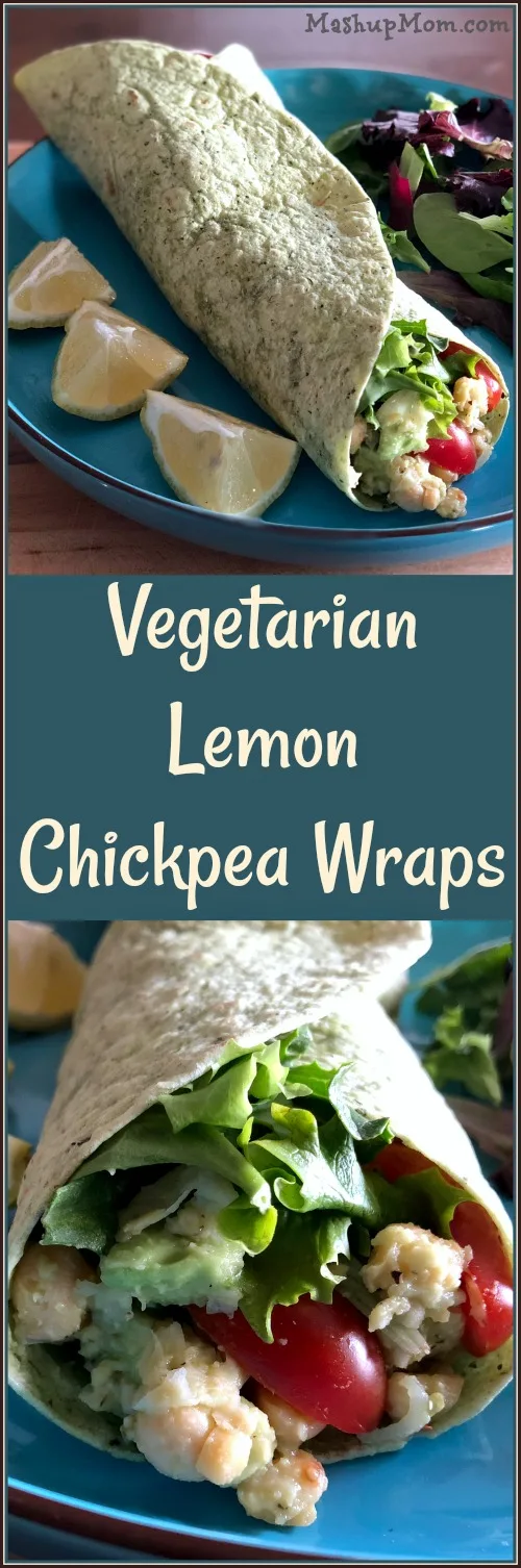 Easy vegetarian lemon chickpea wraps are done in 15 minutes!
